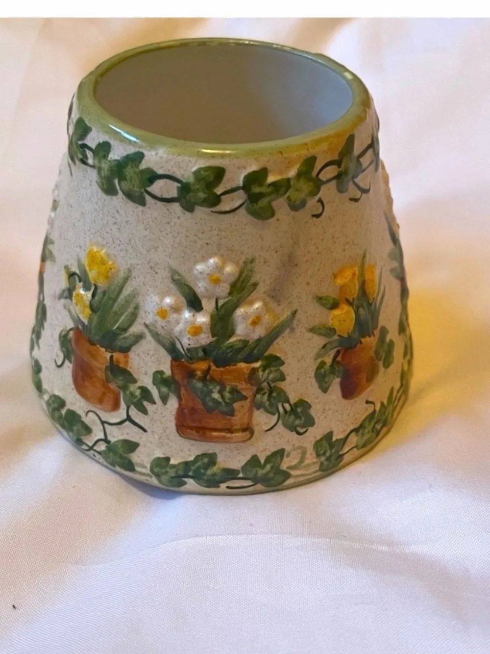 PAC Ceramic Candle Topper Small Floral Ivy Vintage Cottage Decor